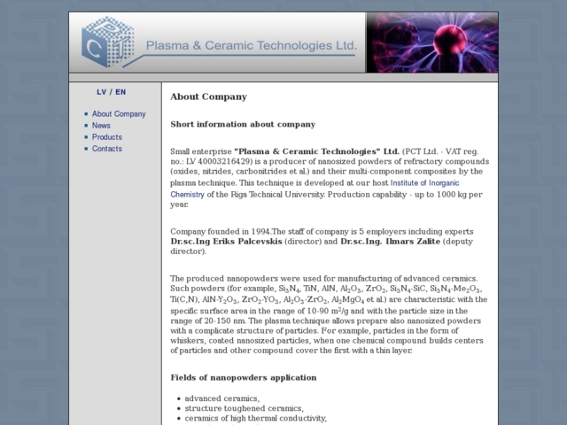Plazma, keramika, tehnoloģija, SIA