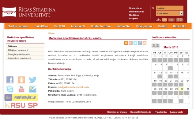 Rīgas Stradiņa universitāte, medicīnas aparātbūves Inovāciju centrs, 